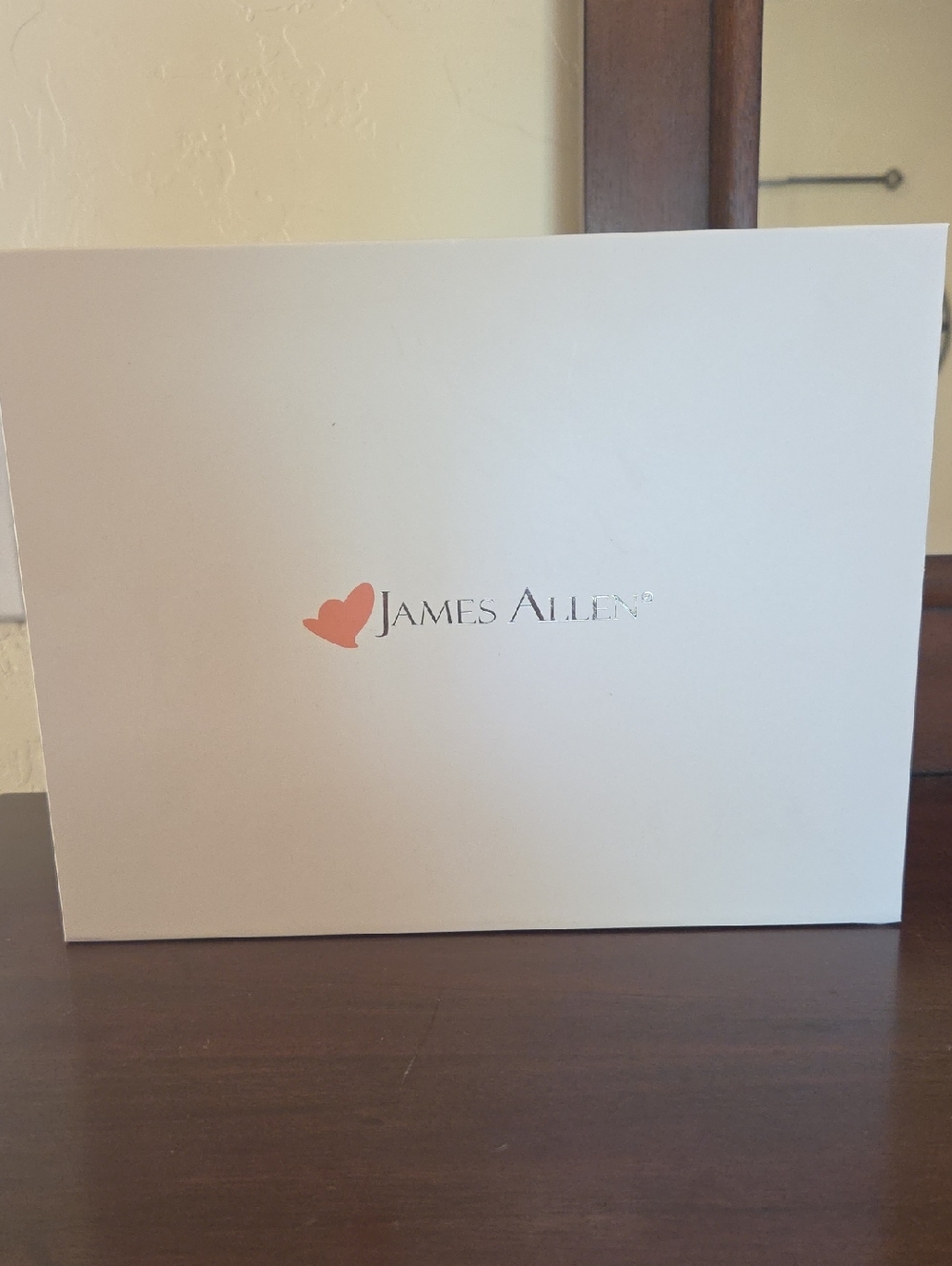 James Allen White Jewelry Gift Box with Coral Heart Logo